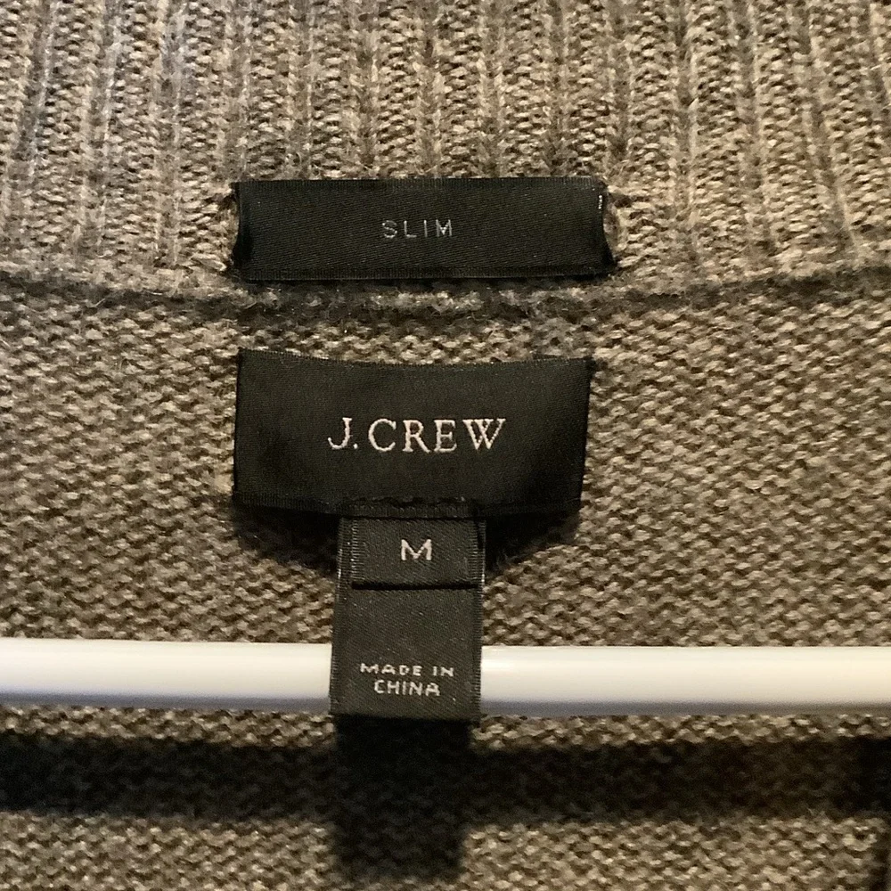 J. Crew Men's taupe 1/4 Zip-Up Sweater, wool,‎ alpaca, slim